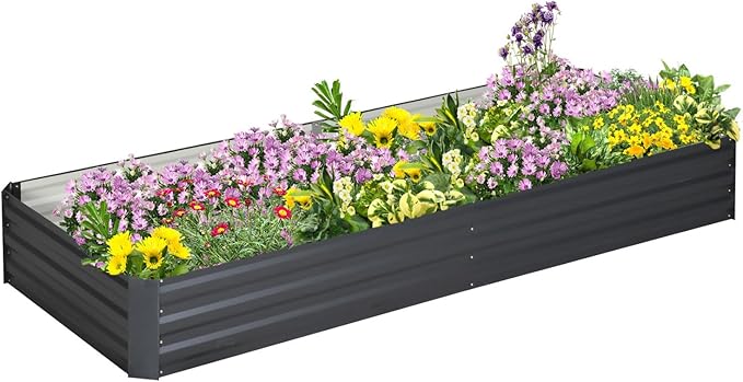 Galvanized Raised Garden Bed 7.9' X 3' Metal Planter Box for Vegetables Herbs &amp Flowers