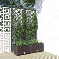 Black Garden Planter with Trellis 31.5x31.5x47.8 in Durable Matte Polypropylene Raised Outdoor Flower Box for Patio Balcony Terrace