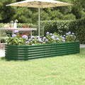Garden Raised Bed Powder-Coated Steel Planter Boxes Outdoor for Vegetables Fruits Flower 88.2x31.5x14.2 Green-765