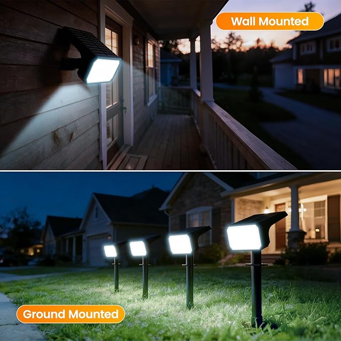 Fabrito Solar Spot Lights Outdoor 8 Pack [108Leds 4 Modes] Auto On/Off Spotlights IP67 Waterproof Landscape Lights for Tree Yard Patio Pool Pathway Driveway Cool White