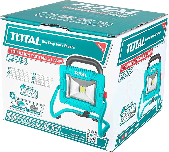 TOTAL - Battery LED Spotlight | 63 x 23 x 3 cm | Blue | 900-1800 Lumens | Rechargeable LED Spotlight for Outdoor Lighting