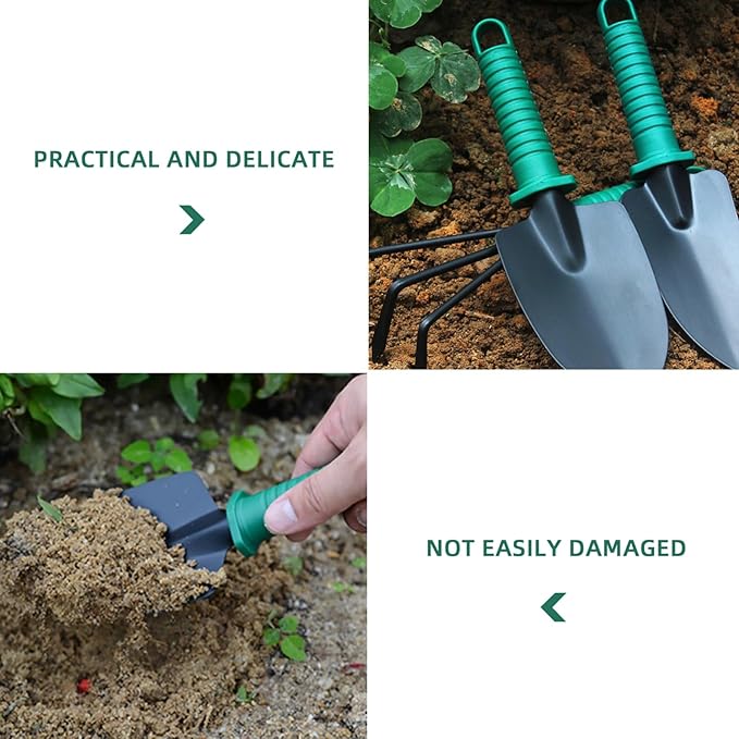 POPETPOP -one Garden Tool Set Case 10 Pcs Kit with Shovel Scissor Harrow Sprayer for Organization