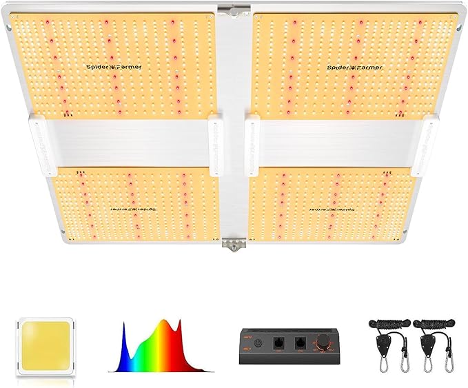 SPIDER FARMER SF7000 Samsung LM301B Diodes Led Grow Light Full Spectrum Plant Grow Light 650W Dimmable &amp High Efficiency &amp Uniform PPFD Commercial Lamps for Seedling Veg &amp Bloom In 5x5