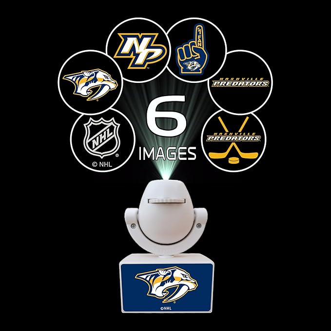Sporticulture NHL American Hockey Nashville Predators LED Mini Spotlight Projector – 6 Team Logos Portable &amp USB Rechargeable – for Game Day Parties Dorm Rooms &amp More (No Button Batteries Re