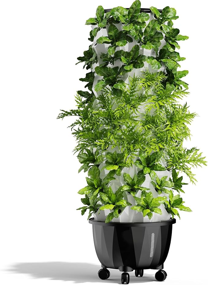 Hydroponics Tower 48/64/80/96 Pots Garden Hydroponic Growing Hydroponics Tower Aeroponics Growing Kit with Hydrating Pump Adapter Net Pots