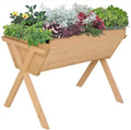 Outsunny 39'' x 28'' Raised Garden Bed with Legs Elevated Wooden Planter Box with Bed Liner for Vegetables Flowers Herbs Backyard Patio Balcony