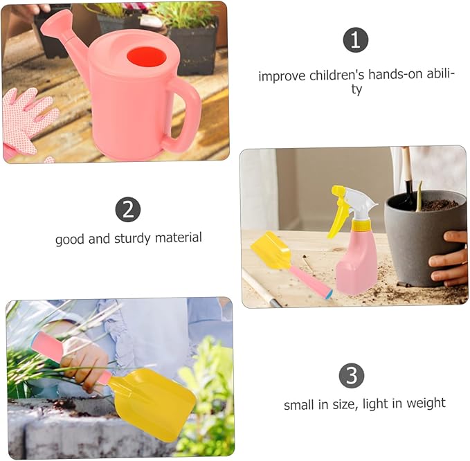 1set Boy Girl Gardening Tools Set Gardening Kit Shovel Rake Watering Can Gloves Apron and Tote Bag for Outdoor Fun and Skill Development