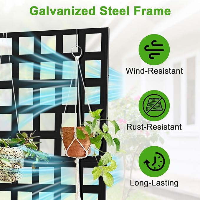 Garvee Metal Raised Garden Bed with Trellis &amp Wheels 72.83x46.46x11.81 Galvanized Metal Planter Box with Drainage Holes &amp Privacy Screen for Patio Balcony Climbing Plants Flowers Vegetable