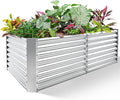 Land Guard 6×3×2 ft Galvanized Metal Raised Garden Bed 2FT Deep Root Elevated Planter Box Steel Large Vegetable Flower Bed Kit（Silver）