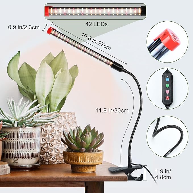 Game Changer! FECiDA 2026 4Pack 9 Watt Power Draw NO Need Adapter Clip Grow Lights for Small Indoor Plants Bonsai 4/8/12H Timer Enough Bright Like Sun for Your Plants