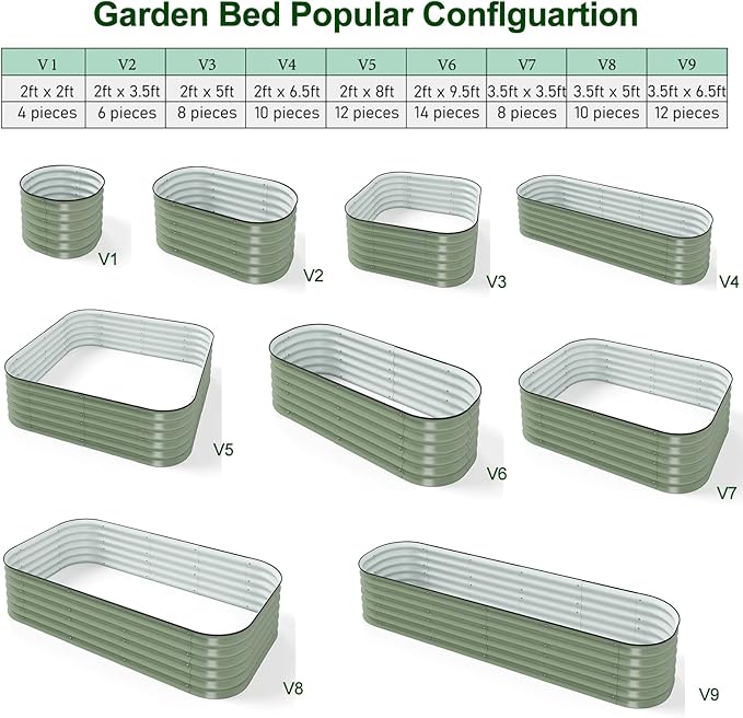 MFSTUDIO Galvanized Raised Garden Bed Kit Outdoor Planter Raised Beds Oval 17 Tall Metal Planter Box for Vegetables Flower Herbs 3.5x2x1.4FT