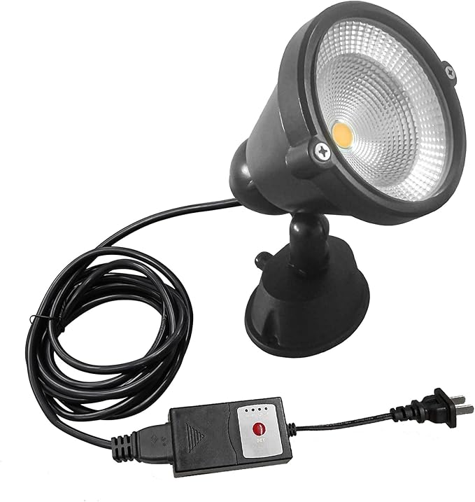 Kiven IP66 Waterproof LED Landscape Up Down Light Black Decorative Spotlight with Plug-in Cord and Timer for Indoor Outdoor Yard Step Statue Mini LED Lawn Light (20W Warm White)
