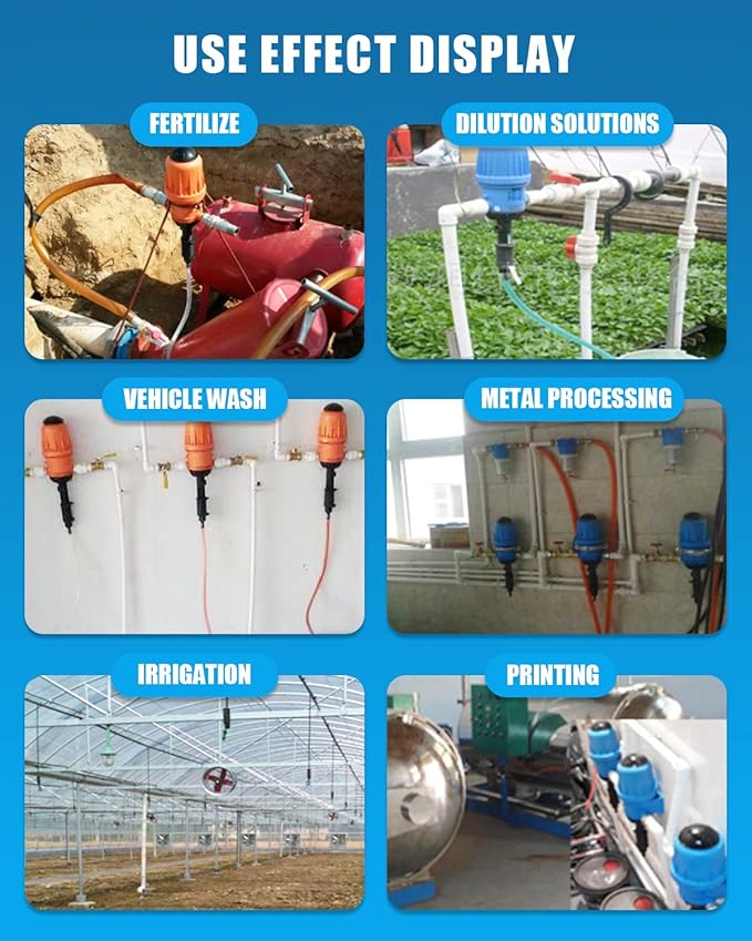 NEWTRY 1%-10% Fertilizer Injector for Drip Irrigation Adjustable Water Powered Dosing Pump 3/4 NPT