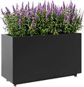 16-Inch Tall Metal Planter Raised Garden Bed 26Wx10Dx16H Planter Box for Plants Vegetables &amp Vines Features Drainage Holes &amp Adjustable Feet Easy Assembly Black