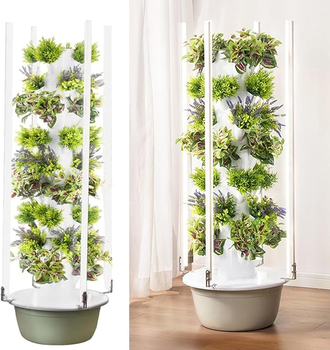 Hydroponics Growing System Tower Hydroponics Tower Garden Growing System for Home Garden Vertical Planter with LED Light Tower Hydroponics System for Herbs and Vegetables 7Layer