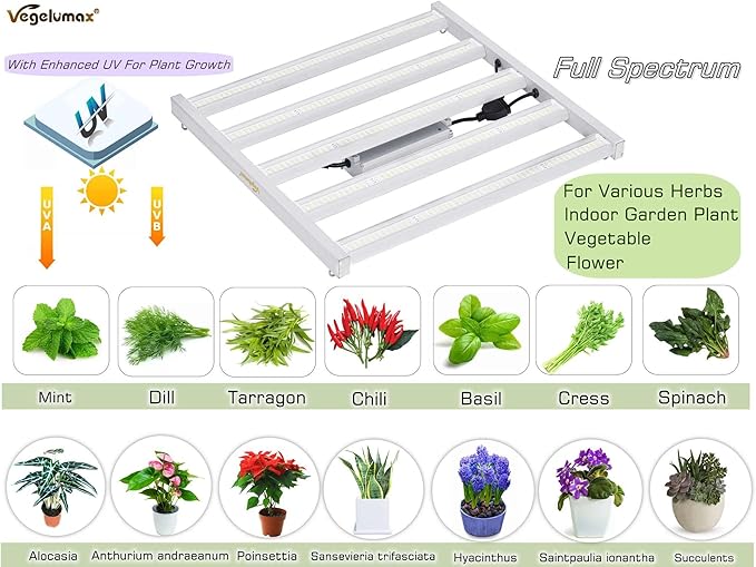 200Watt LED Grow Light 5 Bars with 780pcs DiodesUV IR includedFull Spectrum Growing Lamp 100-277V Dimmable Driverfor Plant Seedling Growth Vertical Farming Veg Flower Bloom4X4ft coverage