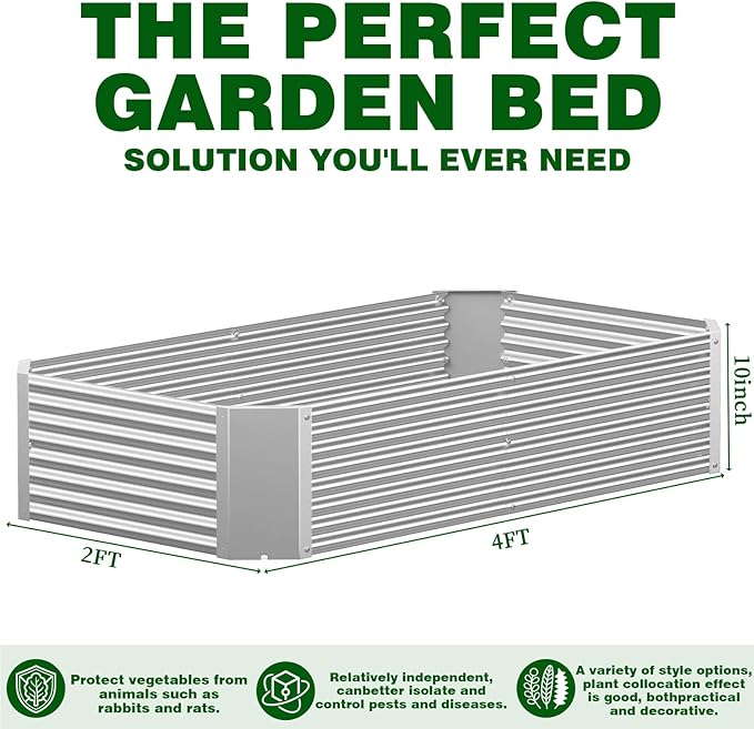 4 Pack Metal Raised Garden Bed Kit 4x2FT Galvanized Steel Raised Garden Bed (17 Tall) – Heavy Duty Outdoor Planter Box for Vegetables Herbs &amp Flowers Rust Resistant
