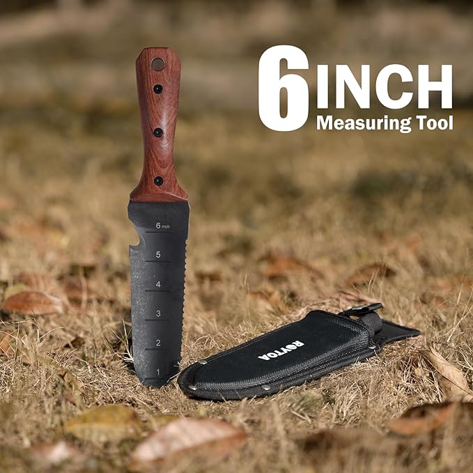Hori Hori Garden Knife Garden Tools with Sheath for WeedingPlantingDigging 7 Stainless Steel Blade with Cutting Edge Full-Tang Rosewood Handle with Hanging Hole