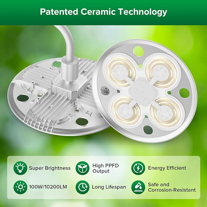 SANSI Grow Lights for Indoor Plants 100W Full Spectrum Tall Plant Lights for Indoor Growing 47-70 Standing Grow Light with Remote Control 5 Level Dimmable 10200LM 8/12/14H Auto On/Off Timer