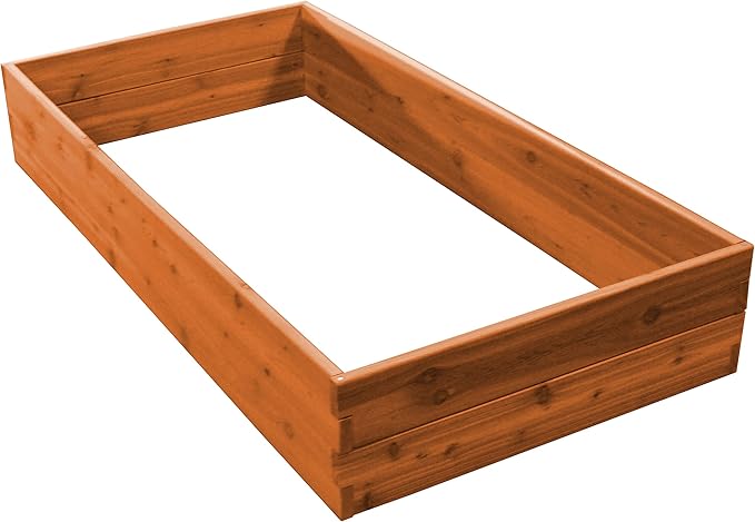 DutchCrafters Red Cedar Wood Raised Vegetable Garden Bed - Amish Made in USA (11 Double Raised Bed Cedar Stain)