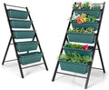 Giantex Set of 2 Vertical Planter Raised Bed Elevated Garden Beds with Water Drainage Hole Freestanding 5 Container Boxes for Herb Vegetables Flowers Growing Outdoor Indoor Patio Balcony