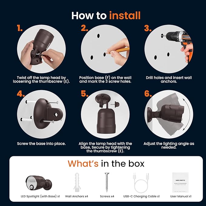 2 Pack Motion Sensor Light Outdoor Battery Operated 4000mAh Rechargeable 600 Lumen Battery Outside Lights Spotlight IP65 Waterproof for Porch Garage House