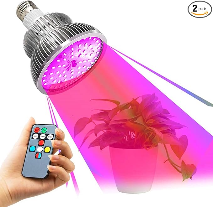 50W Full Spectrum LED Plant Grow Light Bulb E26 Base AC 85-265V LED Plant Light Bulb for Indoor Plants Vegetables Seedlings Hydroponics Indoor Garden Greenhouse 2-Pack