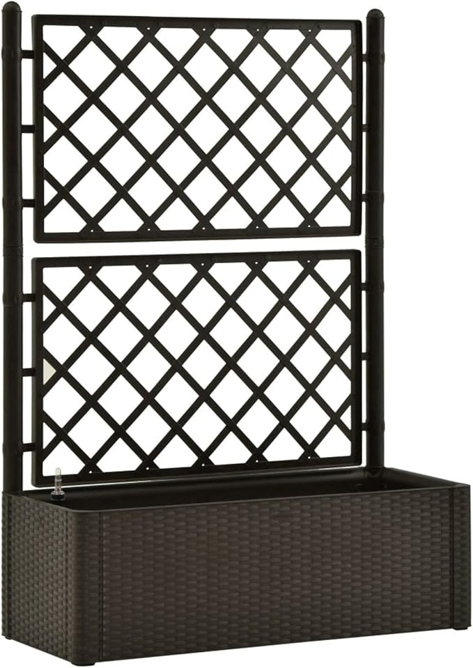 Garden Raised Bed with Trellis and Self Watering System Mocha Raised Garden Bed Planter Box Raised Garden Beds Outdoor Planter Raised Beds 313968 Anthracite