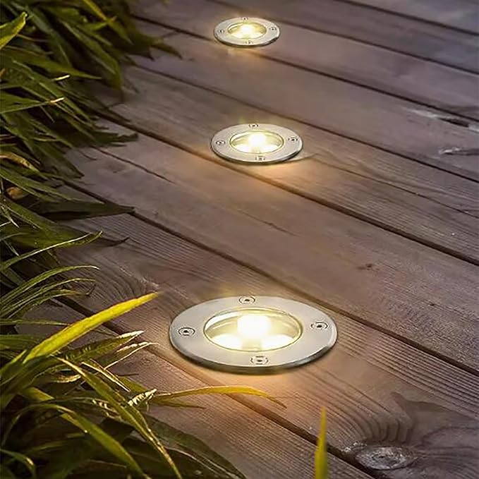 LED Landscape Lights - Low Voltage 24V Outdoor Buried Ground Lamps IP67 Waterproof Ultra-Thin Spotlights for Garden Driveway Patio 6W Yellow Light (Green 18W)