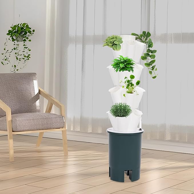 Hydroponics Growing System Indoor Garden 20-Holes Hydroponics Growing Box Kit with Water Pump Movable Vertical Vegetable Plant Tower for Growing Vegetable Fruit IP68 (20-Holes)
