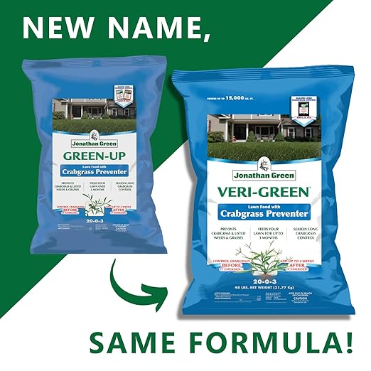 Jonathan Green (16001) Veri-Green Crabgrass Preventer Plus Fertilizer - 20-0-3 Lawn Fertilizer &amp Crabgrass Killer (15000 Sq. Ft.)