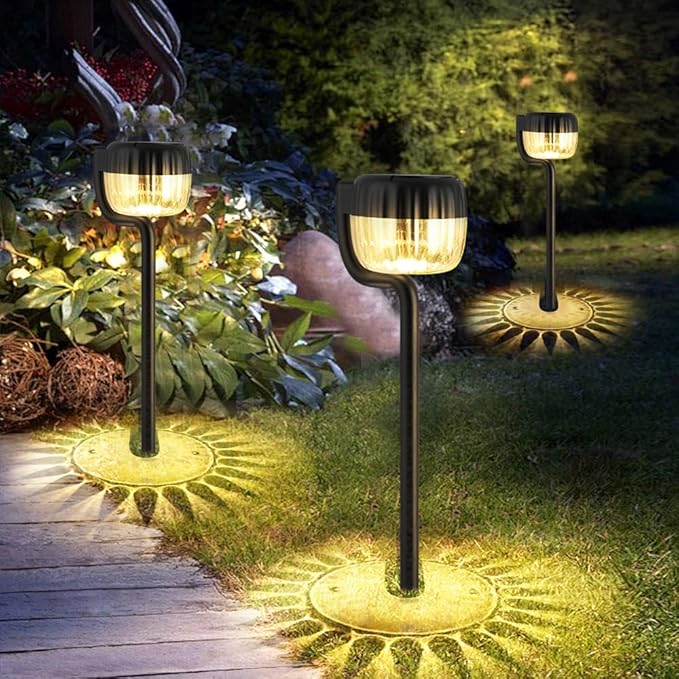 Outdoor Solar Pathway Lights IP64 Waterproof Solar Powered Landscape Spot Light 2 Pack Solar Decoration Garden Lights for YardPorchWalkwayDriveway