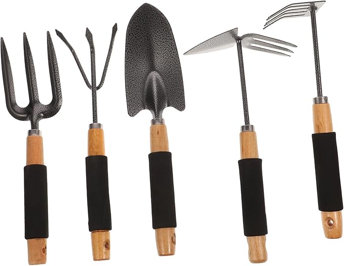 5-Piece Garden Tool Set Shovel Rake Fork Trowel Outdoor Planting Tools for Gardening