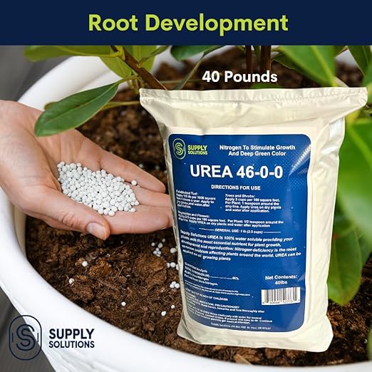 Supply Solutions Urea 46-0-0 Nitrogen Fertilizer to Stimulate Lush Growth and Deep Green Color - Plant Food Plant Fertilizer for Plants Lawn Garden - Bloom Booster for Flowers Fruits (40 Pounds)