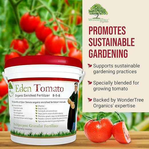 Eden Tomato Organic Enriched Fertilizer | Neem Plant Food 8-5-8 Enriched Formula | for Growing Healthy &amp Natural Tomatoes (5lbs)