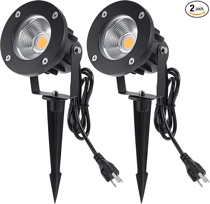 Led Landscape Light High Power 18W 120V AC Warm White Waterproof Landscape Spotlights for YardPatioLawn Wall FloodDriveway (2 Packs)