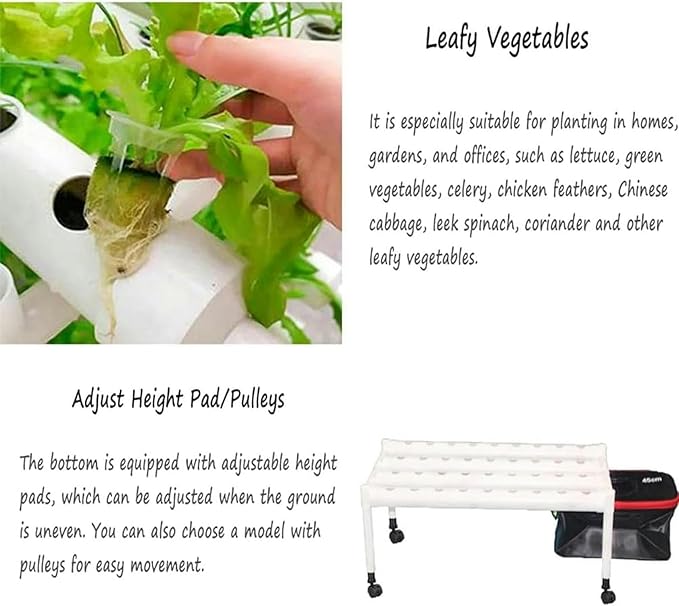 Hydroponics System PVC Pipe Single-Layer 36 Holes Hydroponic with 30L Folding Water Tank Hydroponic Plants for Growing Lettuce... (Pulley Style)