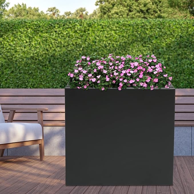 32x32x32in Raised Garden Bed Floor Standing Elevated Metal Planting Planter Boxes for Backyard Patio Balcony Garden Boxes Outdoor Raised with Gloves -Black