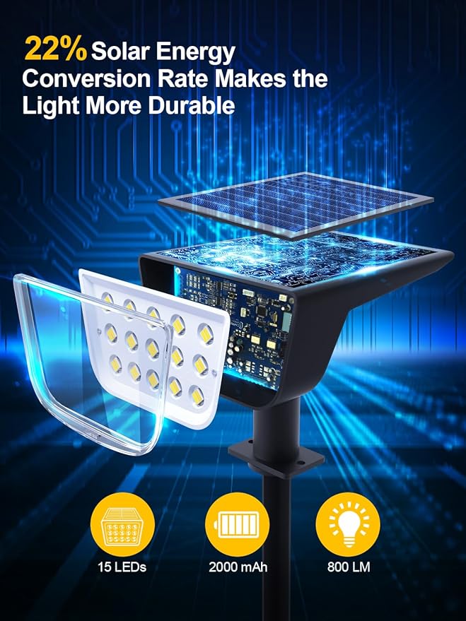Solar Spot Lights Outdoor Ultra Bright Solar Garden Lights Warm White IP68 Waterproof Landscape Spotlights 800LM 2700K for Yard Garden Wall Driveway 4 Pack