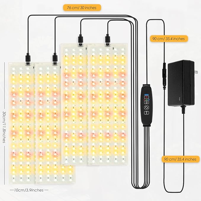 LINGSFIRE 4PCS LED Grow Lights 40w Full Spectrum Grow Light 540 LEDs Grow Lights for Indoor Plants with Timer Dimmable Thin Grow Light Panel for Under Cabinet Plant Seedlings Flowers Veg and More