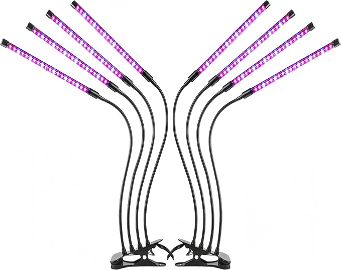 Grow Lights for Indoor Plants Growing 3/9/12h Timer &amp 10 Dimmable Levels Full Spectrum 40W LED Red Blue Light Plant Grow Lamp for Home Greenhouse Plant Lighting Flexible Adjustable Gooseneck Cl