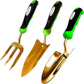 Garden Guru Titanium Garden Tool Set 3pc Hand Trowel Transplanter Cultivator – Heavy Duty - Rust Resistant - Ergonomic Handle – Perfect Gardening Tool Kit Gifts for Women &amp Men