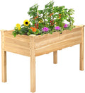 Giantex Raised Garden Bed Kit Elevated Planter Box for Vegetables Fruits Herb Grow Heavy Duty Natural Cedar Wood Frame Gardening Planting Bed for Deck Patio Yard 49.5X23.5X30.0