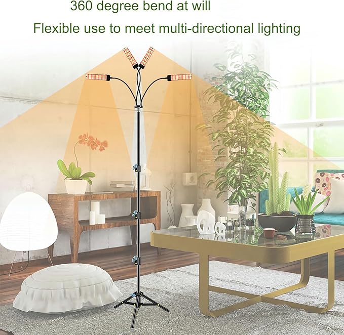 MEGHALI 288LED Floor Folding Tripod Grow Light Four Head Dimming 80w Indoor Plant Lamp with Plug Plant Fill Light for Vegetable Succulent Herb Seedlings Garden