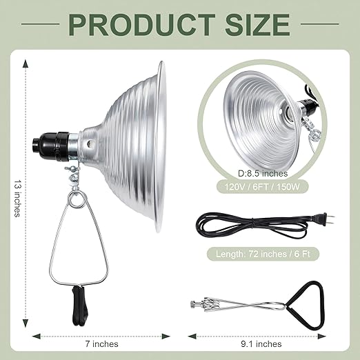 Macarrie 8 Pack Clamp Lamp Light with Aluminum Reflector 6ft SPT-2 18awg Cord and Adjustable Stand Fixture up to 150 Watt E26 Socket No Bulb(8.5 Inch)