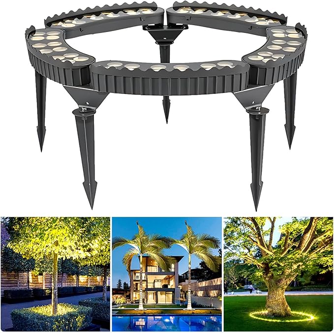 Outdoor Led Garden Lights Courtyards Ring Tree Light Aluminum Landscape Spotlights for Trees Easy to Use(Warm White LightPack of 5)