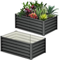 6x3x1.5 FT Galvanized Raised Garden Beds Large Raised Beds for Gardening Above Ground Garden Bed Outdoor Metal Planter Boxes Outdoor for Vegetables Flowers Fruits Dark Grey 2 Pcs