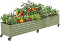 Vego garden Classic Rolling Garden Bed – 1.75' Mobile Metal Raised Garden Bed for Patio Deck Balcony – Deep Planting Space Durable &amp Easy to Move (Olive Green 1.75'X8')