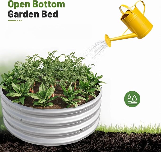 2PCS 32.08*11.4 Tall Round Raised Garedn BedMetal Raised Beds for Vegetables Outdoor GRaised Planter Box Backyard Patio Planter Raised Beds for Flowers Herbs Fruits Silver