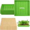 for Indoor Hydroponic Cultivation Quality and Breathable Organic Growing Mat Kit Reusable Trays and High-Absorbency 10 in X 10 in Jute Mats 16 Pcs Jute Grow Mat Tray Set